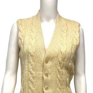 Vintage Kings Road Shop Women's Sleeveless Cream Sweater Vest Size M